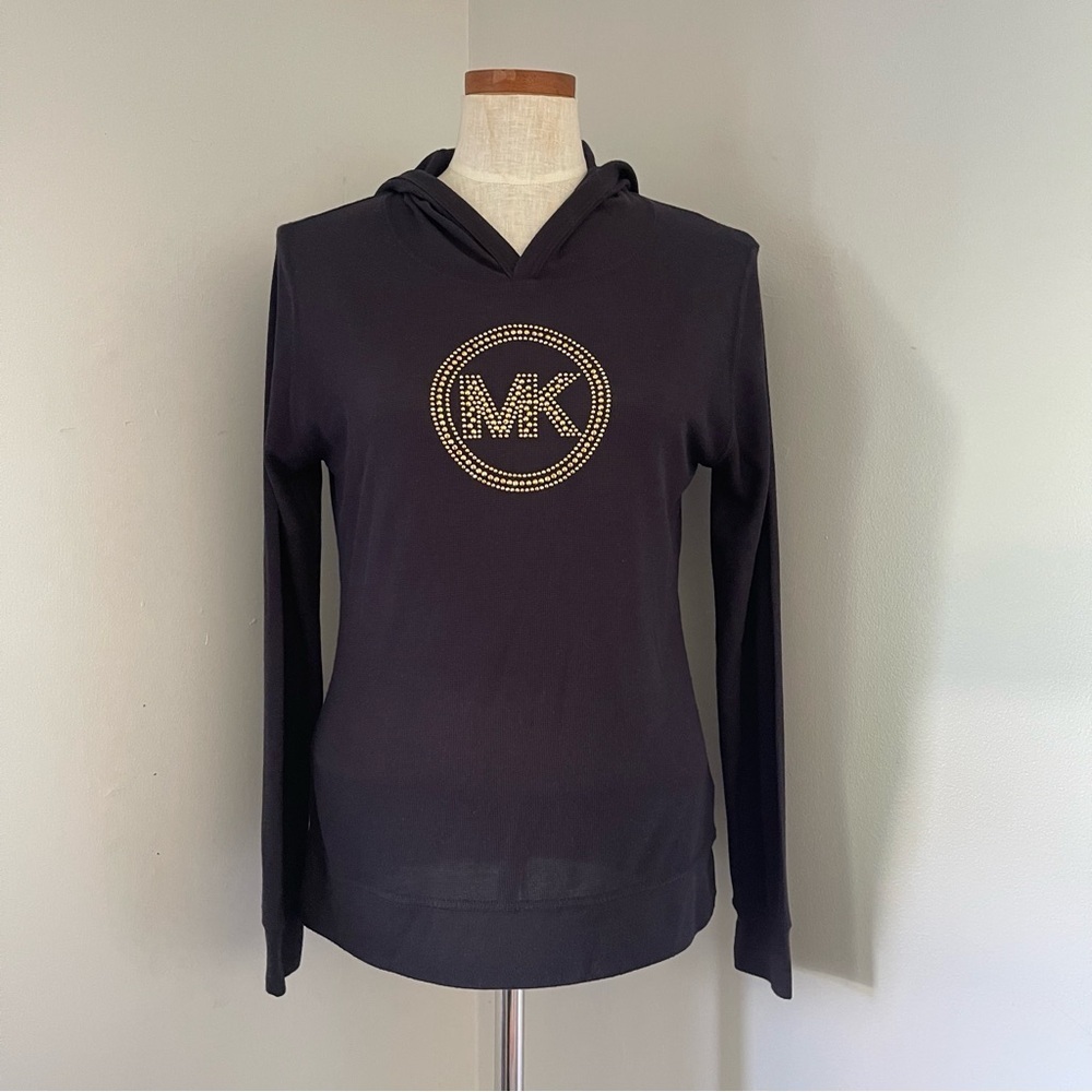 Michael Kors Navy Blue knit hooded top Size medium